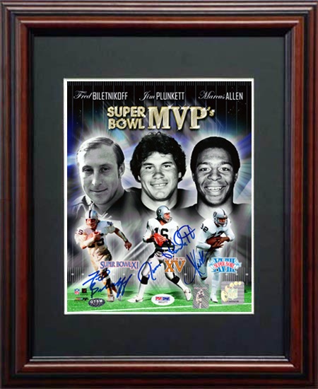 Raiders SB MVP's Fred Biletnikoff, Jim Plunkett, & Marcus Allen Autograph Sports Memorabilia from Sports Memorabilia On Main Street, sportsonmainstreet.com